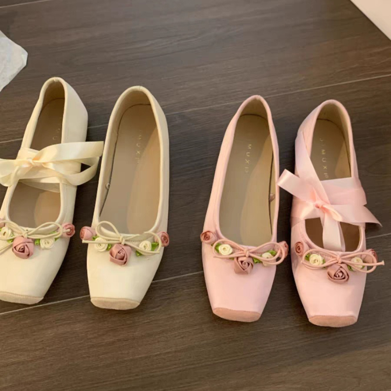 Embroidery Lace - Zapatos planos con lazo para mujer,