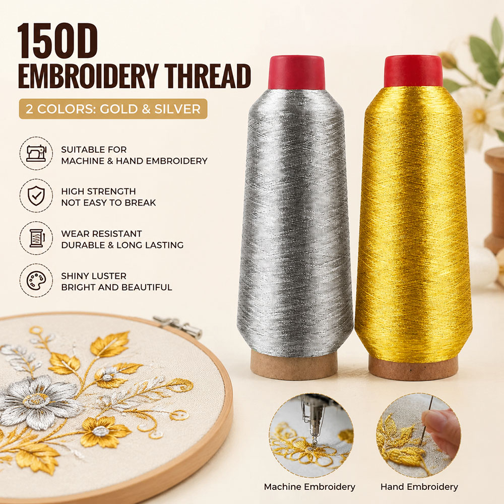Embroidery Machine Computerized - Hilo Dorado y Plateado de 150D