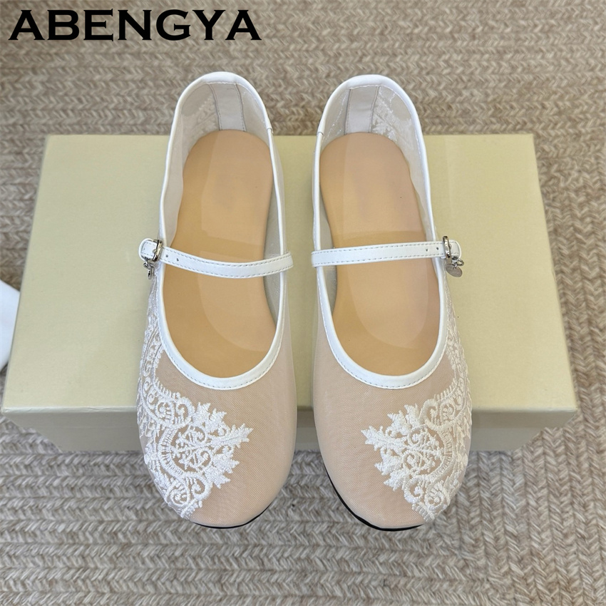 Embroidery Lace - Zapatos Planos con Bordado de Encaje