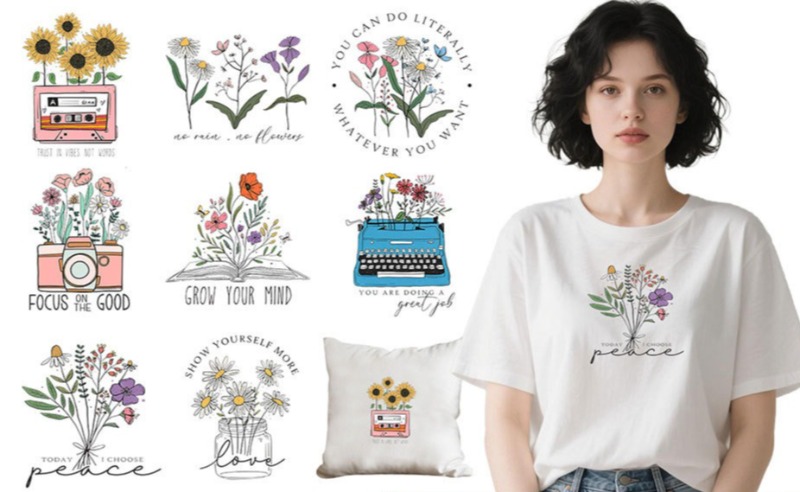 Embroidery Flower - Pegatinas Termoadhesivas de Flores de Dibujos