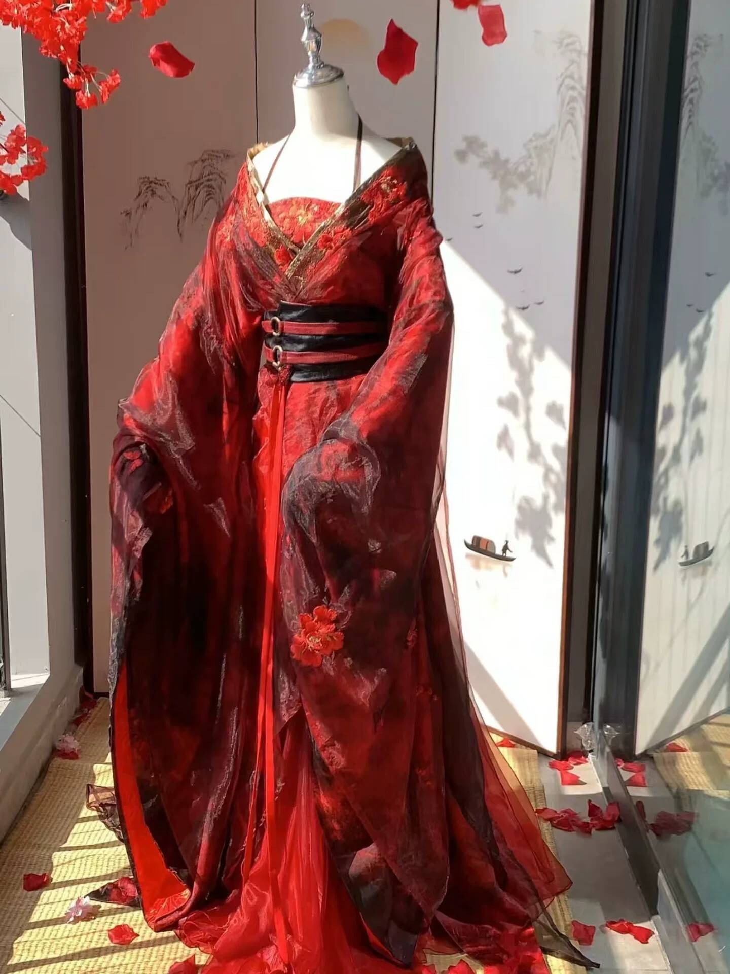 Embroidery Cotton - Nuevo Hanfu Rojo Datura para Mujer,