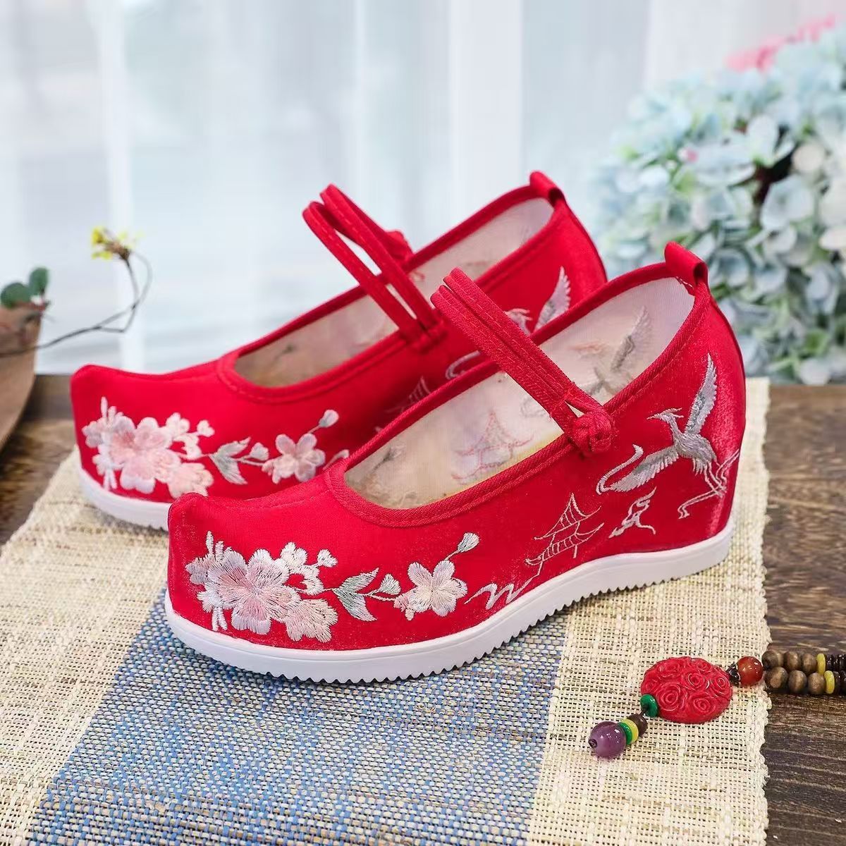 Embroidery Cotton - Zapatos bordados internos aumentados para mujer,