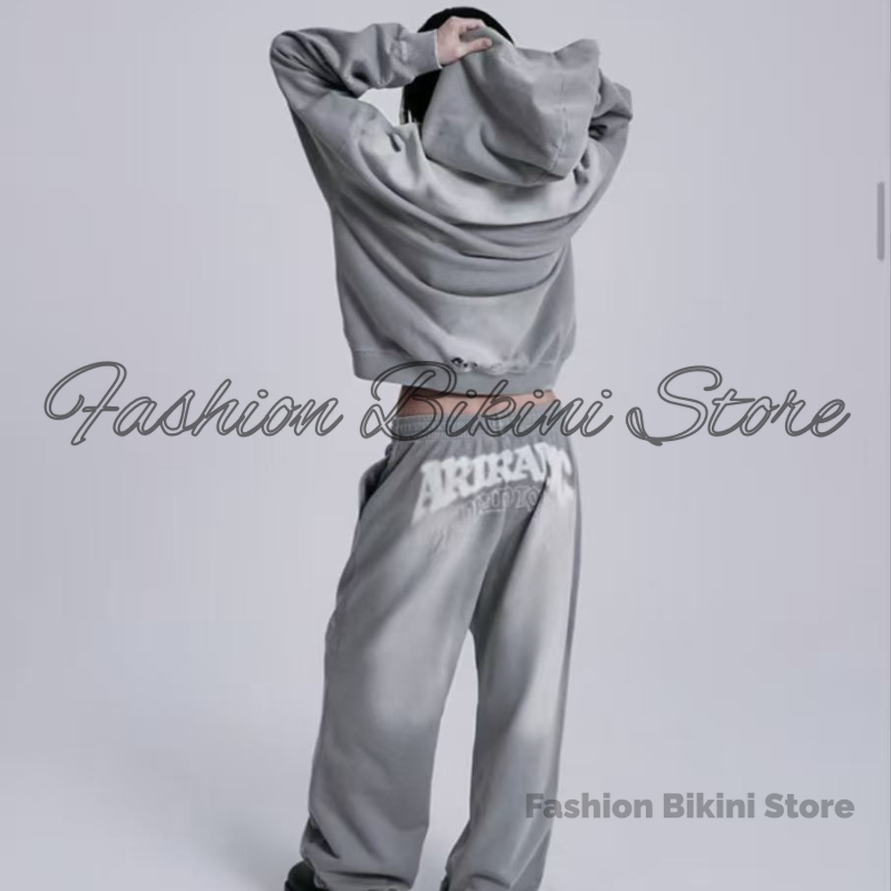 Embroidery Cotton - Nueva sudadera con capucha gris lavada