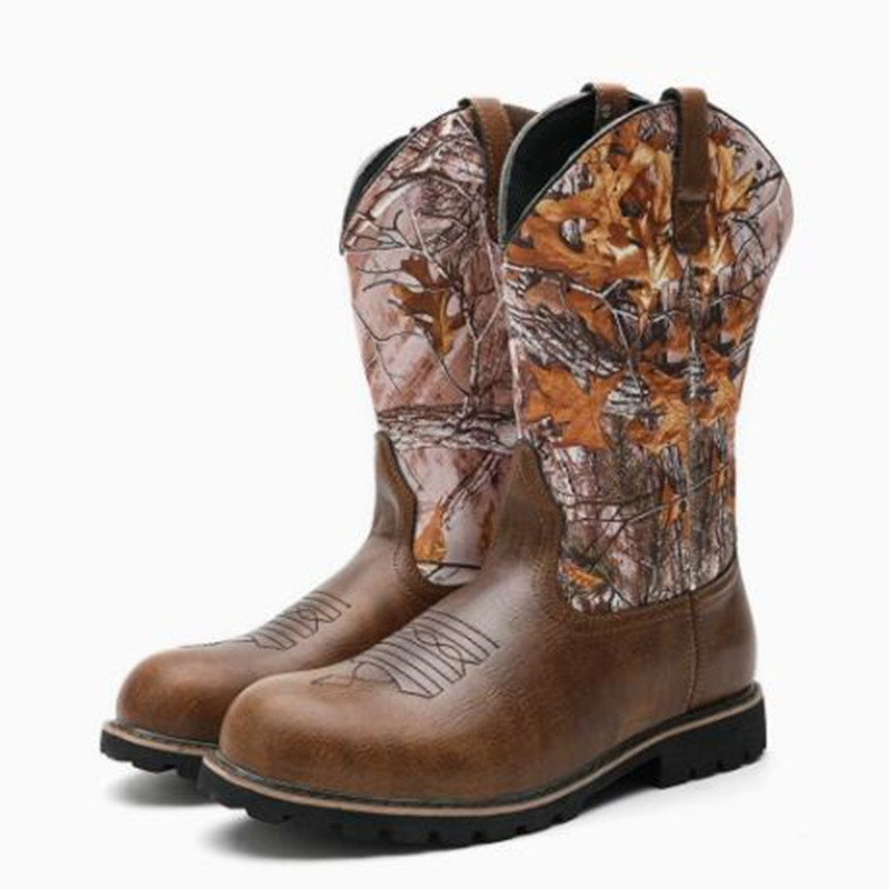 Embroidery Print - Botas para hombre, botines de cuero