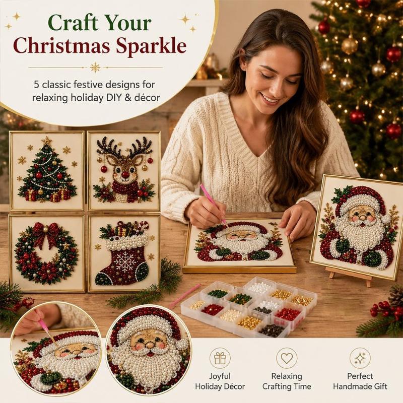 Embroidery Xmas Ornaments - Kit de bordado de cuentas con