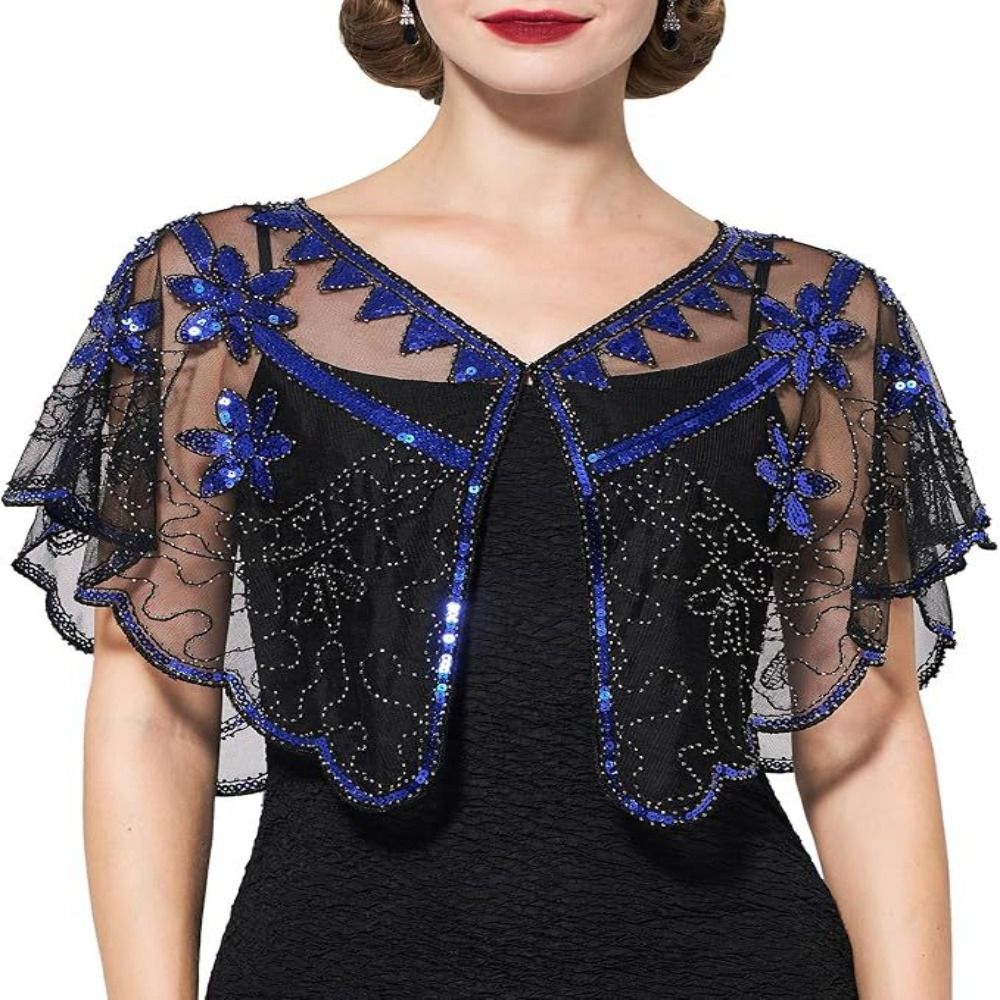 Poncho Retro con Lentejuelas,  - Embroidery Shawl reseña y precio
