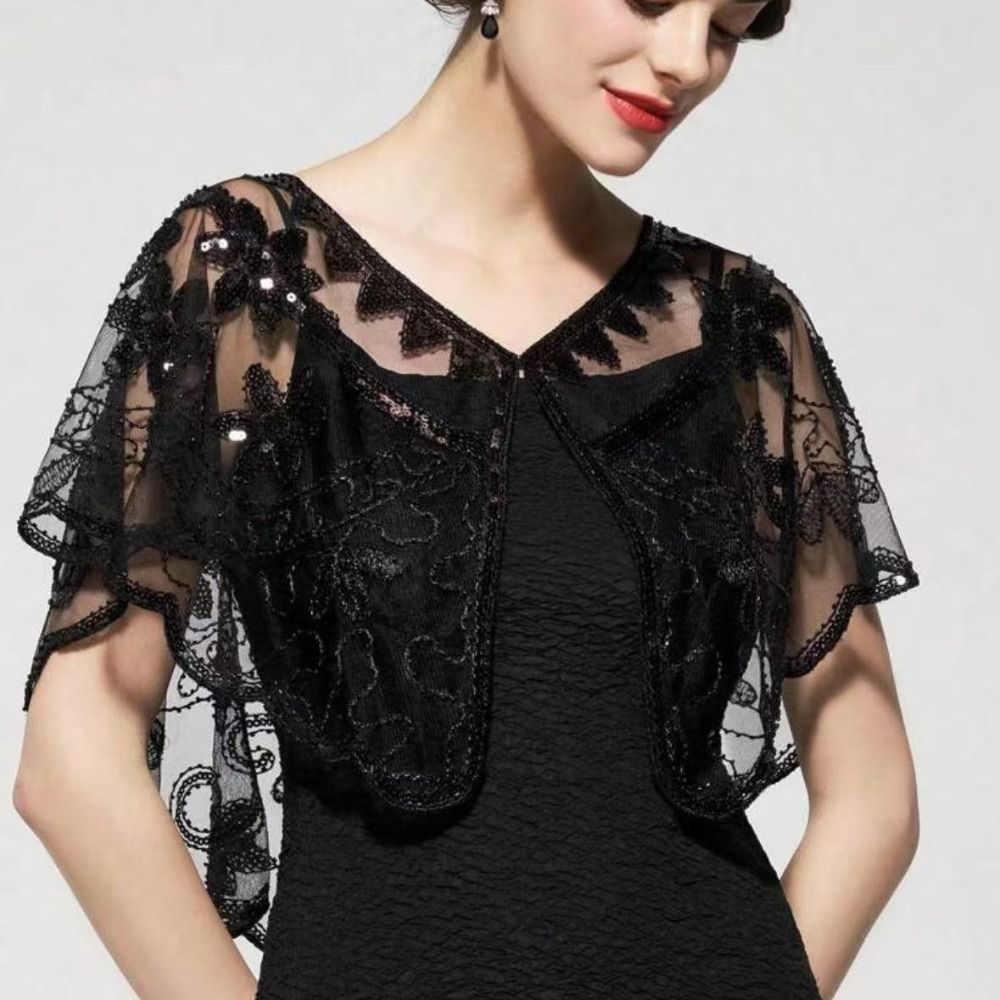 Poncho Retro con Lentejuelas,  - Embroidery Shawl reseña y precio