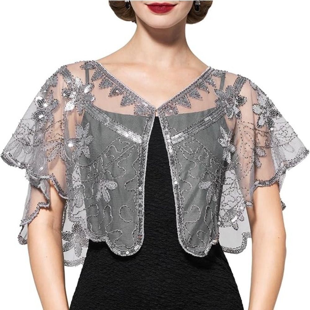 Poncho Retro con Lentejuelas,  - Embroidery Shawl reseña y precio