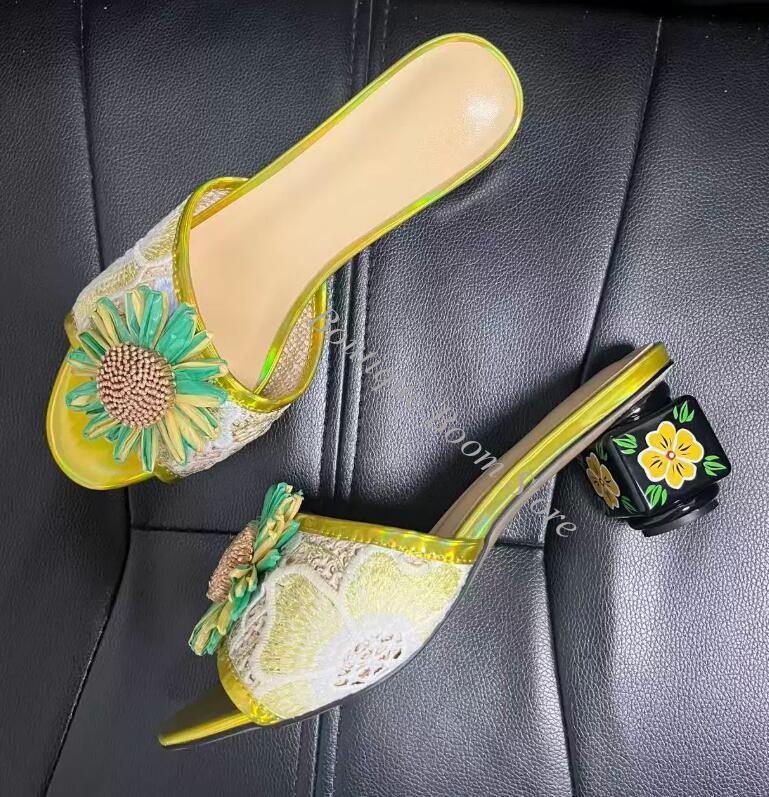 Sandalias de tacón alto de 6 c - Embroidery Flower reseña y precio