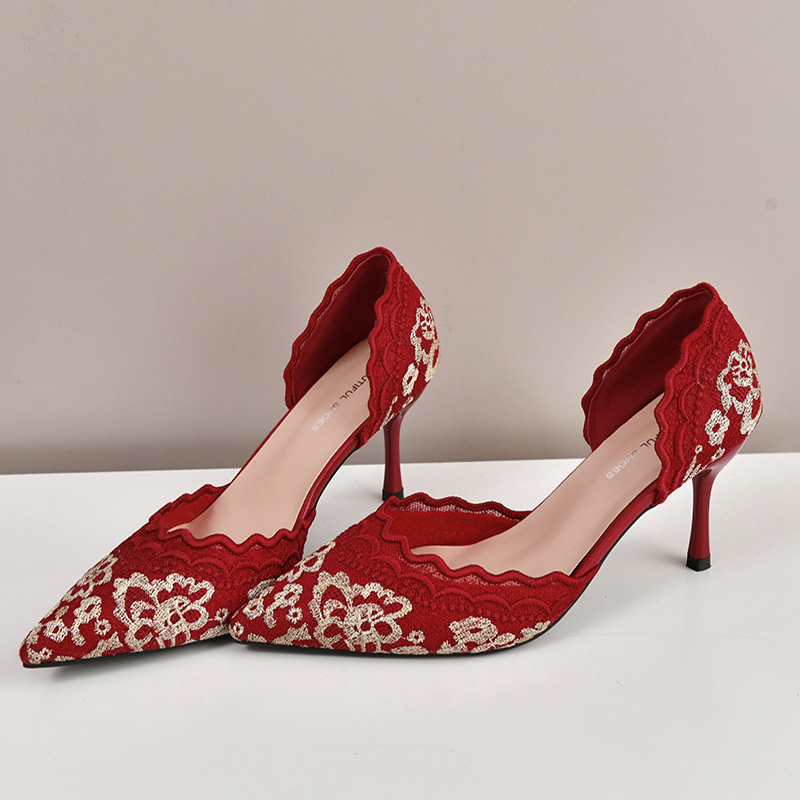 Zapatos de novia de tacón alto - Embroidery Lace reseña y precio