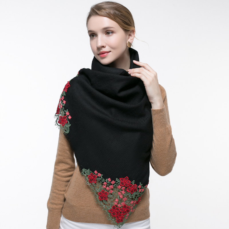 Bufanda de lana rosa auténtica - Embroidery Shawl reseña y precio