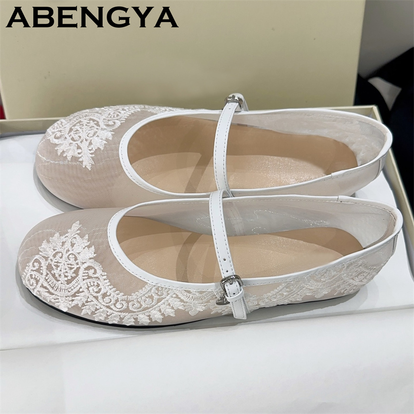 Zapatos Planos con Bordado de  - Embroidery Lace reseña y precio