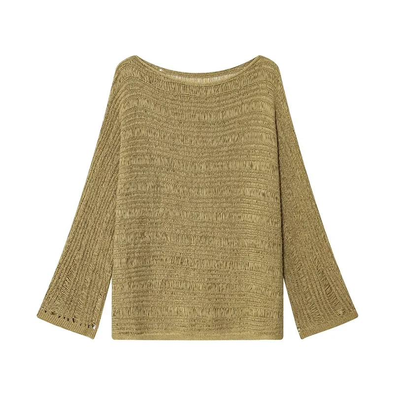 Suéter de Punto con Cuello Bar - Embroidery Origin reseña y precio
