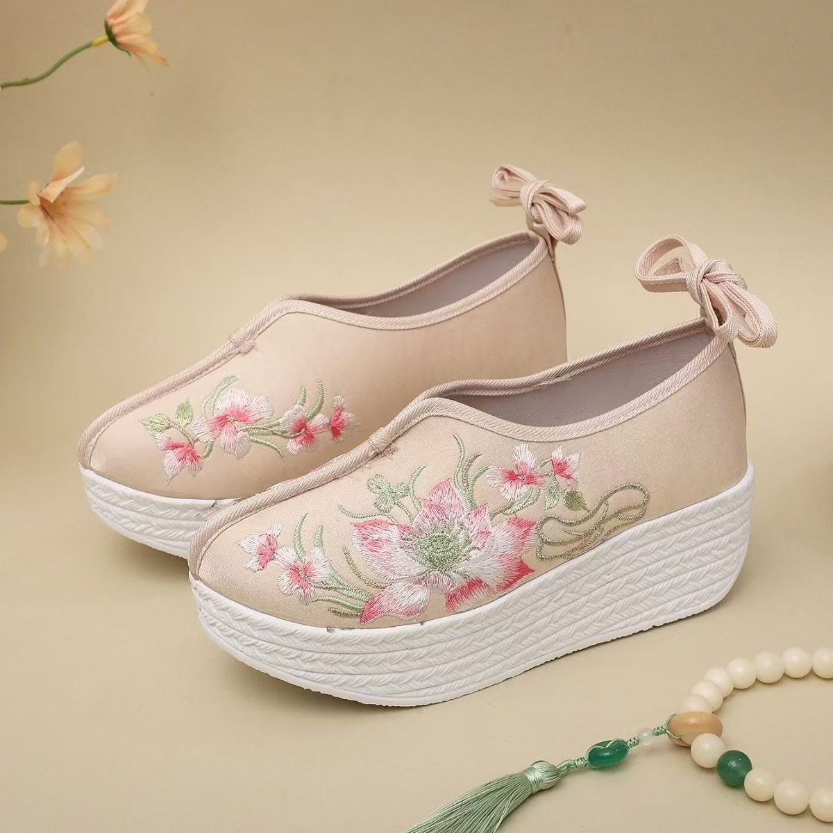 Zapatos de cuña de estilo étni - Embroidery Lace reseña y precio