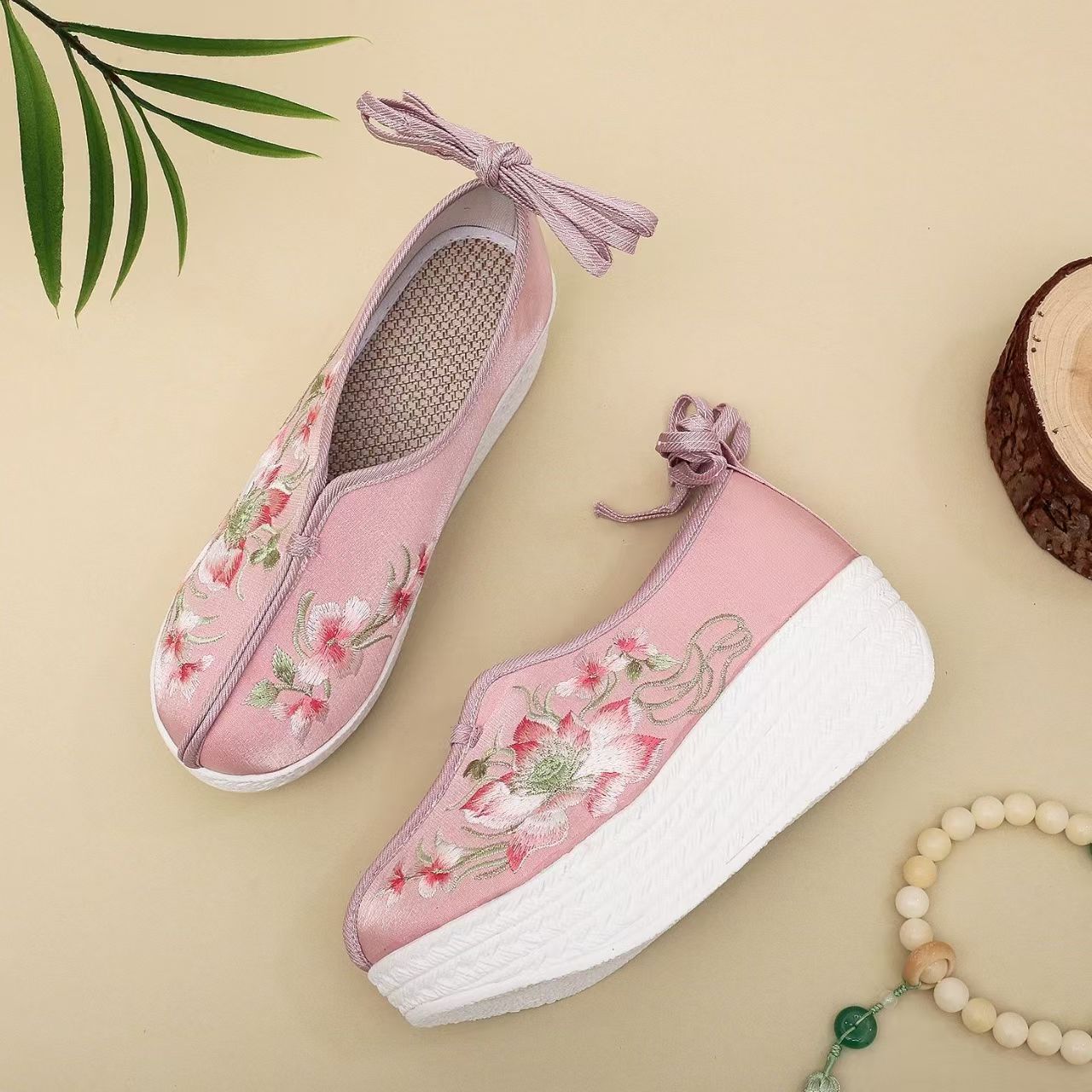Zapatos de cuña de estilo étni - Embroidery Lace reseña y precio