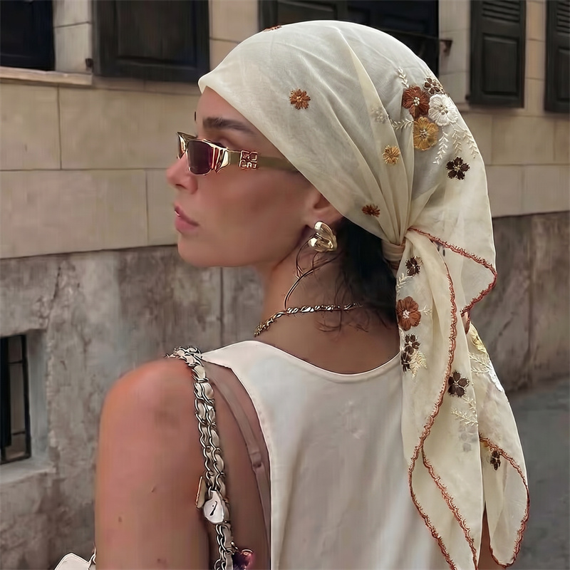Chal de malla transparente de  - Embroidery Hijab reseña y precio