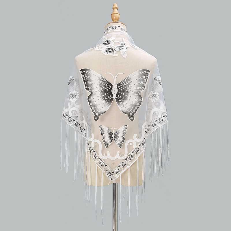 Bufanda triangular de moda con - Embroidery Shawl reseña y precio