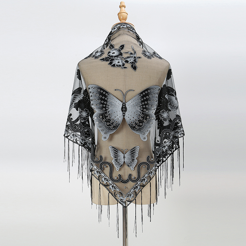Bufanda triangular de moda con - Embroidery Shawl reseña y precio