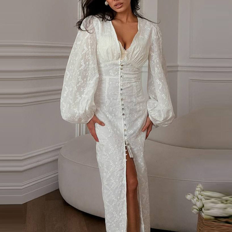 Vestido de banquete con bordad - Embroidery Flower reseña y precio