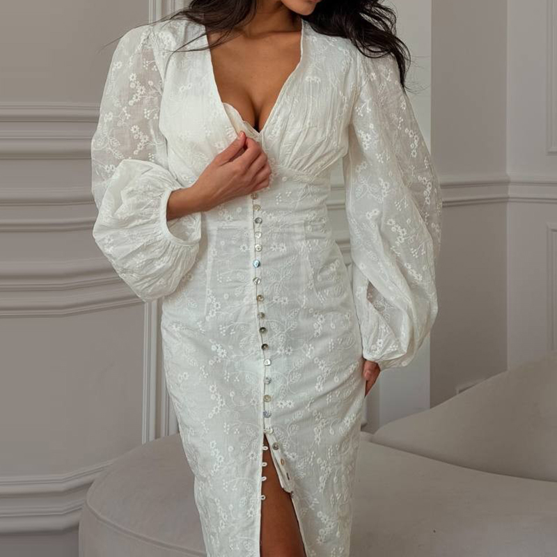 Vestido de banquete con bordad - Embroidery Flower reseña y precio