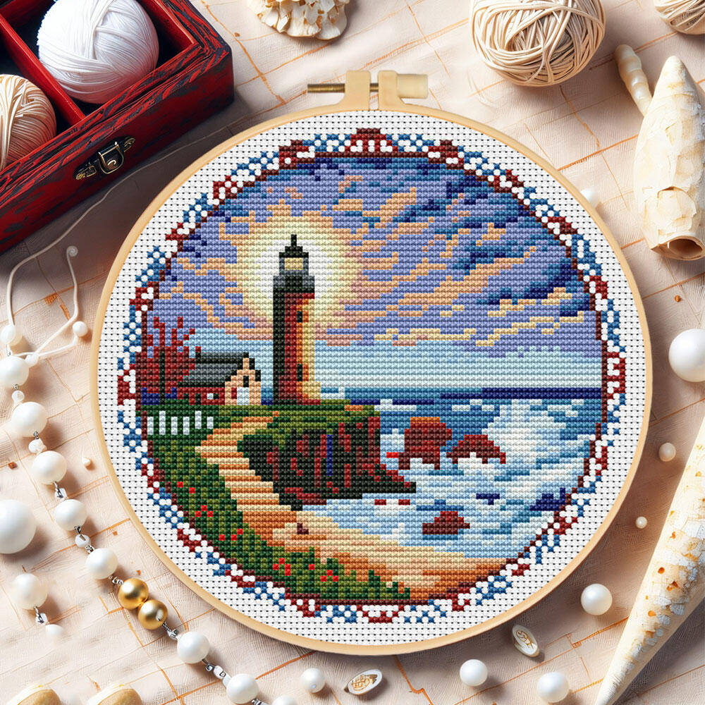 Faro de punto de cruz con herr - Embroidery X Pattern reseña y precio