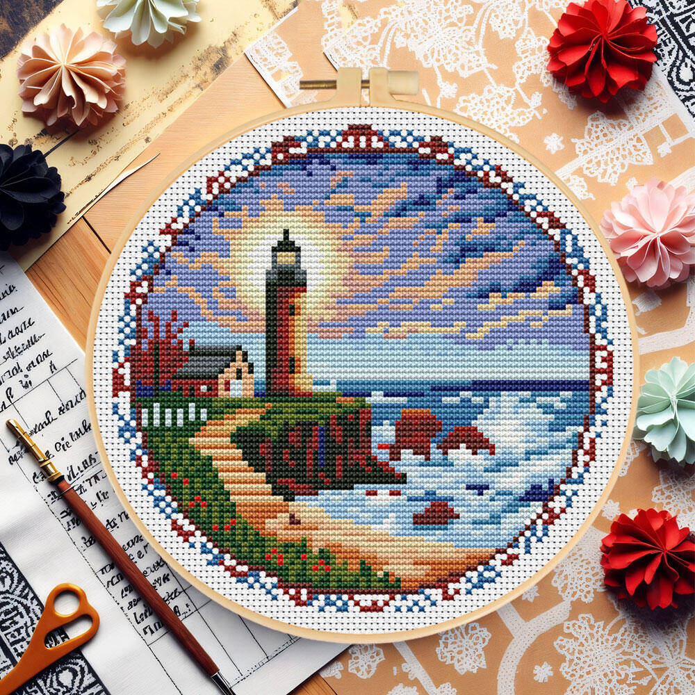 Faro de punto de cruz con herr - Embroidery X Pattern reseña y precio