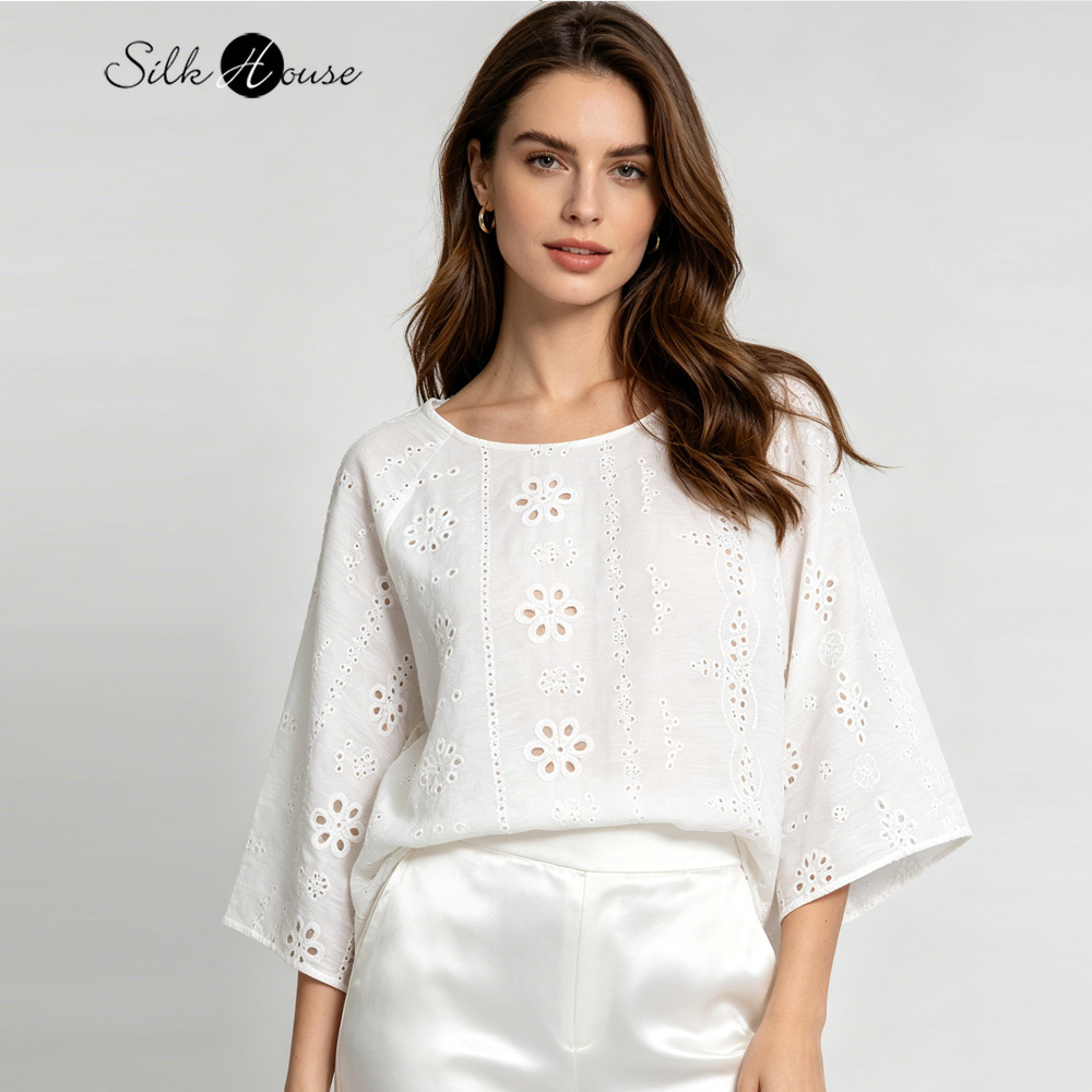 Camiseta de Talla Grande Blanc - Embroidery Jersey reseña y precio