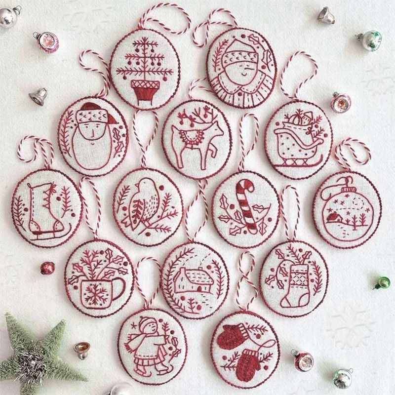 Kit de Bordado Navideño DIY, A - Embroidery Xmas Ornaments reseña y precio