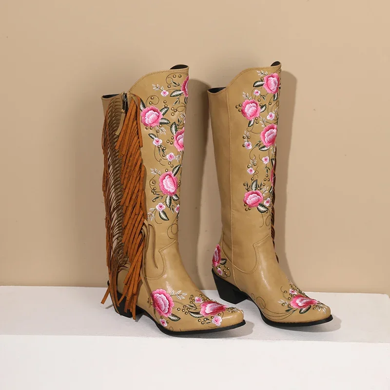 Botas hasta la rodilla occiden - Embroidery Flower reseña y precio