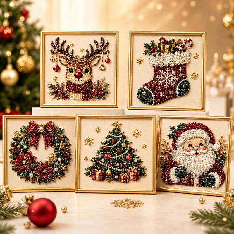 Kit de bordado de cuentas con  - Embroidery Xmas Ornaments reseña y precio
