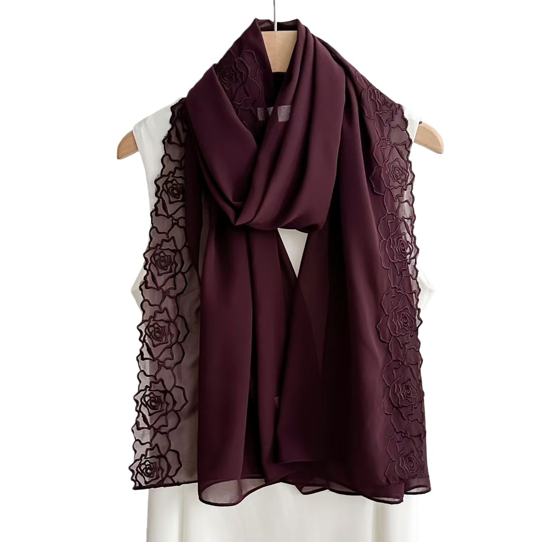 Pañuelos Hijab de Gasa Morada  - Embroidery Hijab reseña y precio